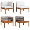 Canapé de jardin 4 places avec coussin en bois d'acacia et corde 628365628365