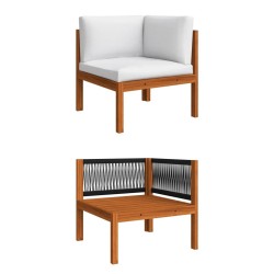 Canapé de jardin 4 places avec coussin en bois d'acacia et corde 628365628365