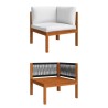 Canapé de jardin 4 places avec coussin en bois d'acacia et corde 628365628365