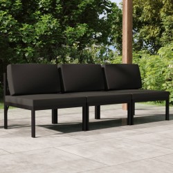 Canapé de jardin 3 places avec coussins Aluminium Anthracite 628366628366
