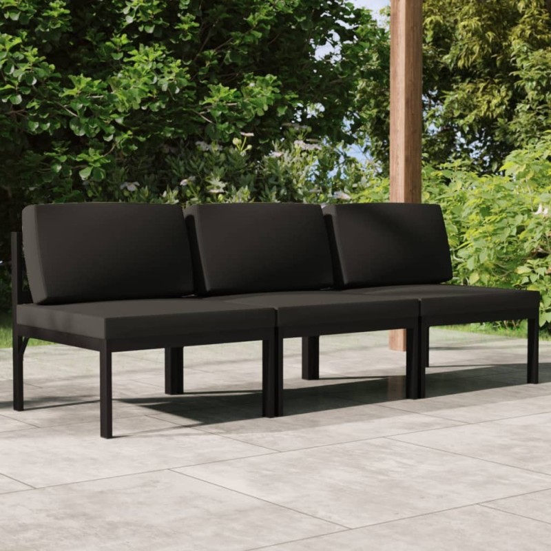 Canapé de jardin 3 places avec coussins Aluminium Anthracite 628366628366