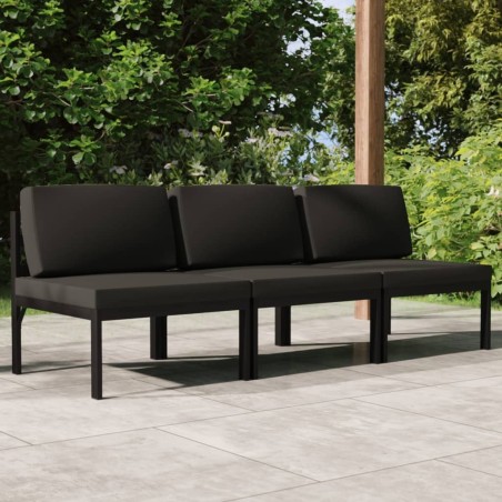 Canapé de jardin 3 places avec coussins Aluminium Anthracite 628366628366
