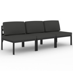 Canapé de jardin 3 places avec coussins Aluminium Anthracite 628366628366