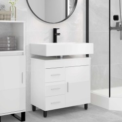 Unité de vanité de salle de bain Blanc brillant 60 x 35 x 60 cm 628372628372