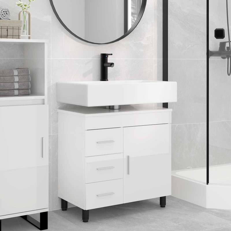 Unité de vanité de salle de bain Blanc brillant 60 x 35 x 60 cm 628372628372