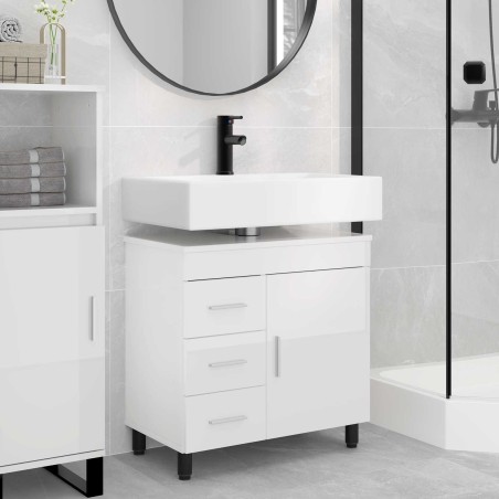 Unité de vanité de salle de bain Blanc brillant 60 x 35 x 60 cm 628372628372