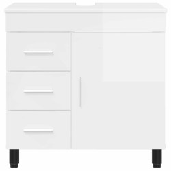 Unité de vanité de salle de bain Blanc brillant 60 x 35 x 60 cm 628372628372