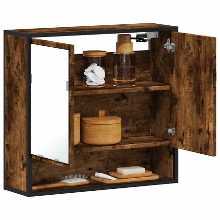 Armoire à miroir de salle de bain chêne fumé bois d’ingénierie 628375628375