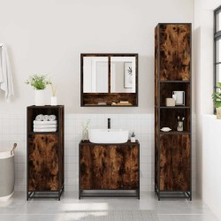 Armoire à miroir de salle de bain chêne fumé bois d’ingénierie 628375628375