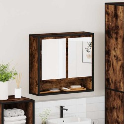 Armoire à miroir de salle de bain chêne fumé bois d’ingénierie 628375628375