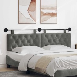 Tête de lit suspendue Avec lumière LED Gris foncé Velours 628380628380