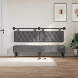 Tête de lit suspendue Avec lumière LED Gris foncé Velours 628380628380