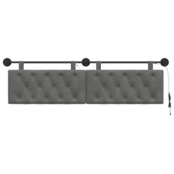 Tête de lit suspendue Avec lumière LED Gris foncé Velours 628380628380