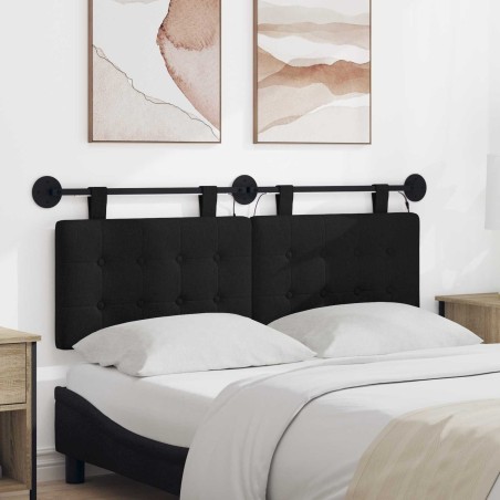 Tête de lit suspendue Avec lumière LED Noir Tissu 628382628382