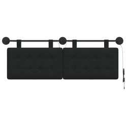 Tête de lit suspendue Avec lumière LED Noir Tissu 628382628382