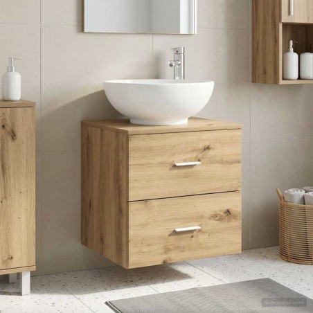 Vanité de lavabo mural Chêne artisanal 49,5 x 44,5 x 66,5 cm 628390628390