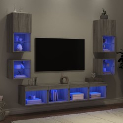 Unités murales TV avec LED 8 pcs gris sonoma bois d'ingénierie 628400628400