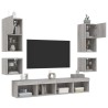 Unités murales TV avec LED 8 pcs gris sonoma bois d'ingénierie 628400628400