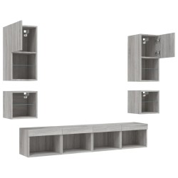 Unités murales TV avec LED 8 pcs gris sonoma bois d'ingénierie 628400628400