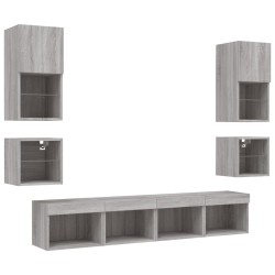 Unités murales TV avec LED 8 pcs gris sonoma bois d'ingénierie 628400628400