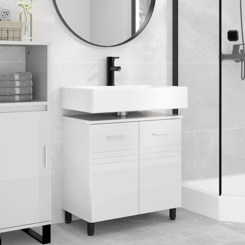 Unité de vanité de salle de bain Blanc brillant 60 x 35 x 60 cm 628402628402