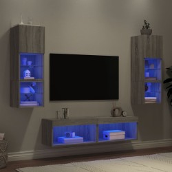 Unités murales TV avec LED 6 pcs gris sonoma bois d'ingénierie 628407628407