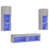 Unités murales TV avec LED 6 pcs gris sonoma bois d'ingénierie 628407628407
