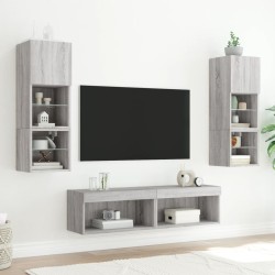 Unités murales TV avec LED 6 pcs gris sonoma bois d'ingénierie 628407628407