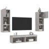 Unités murales TV avec LED 6 pcs gris sonoma bois d'ingénierie 628407628407