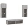 Unités murales TV avec LED 6 pcs gris sonoma bois d'ingénierie 628407628407
