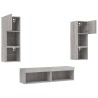 Unités murales TV avec LED 6 pcs gris sonoma bois d'ingénierie 628407628407