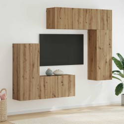 Unité murale de TV 5 pcs Chêne artisanal Bois d'ingénierie 628410628410