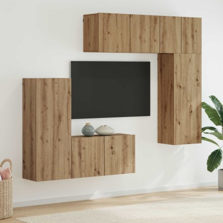 Unité murale de TV 5 pcs Chêne artisanal Bois d'ingénierie 628410628410