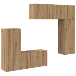 Unité murale de TV 5 pcs Chêne artisanal Bois d'ingénierie 628410628410