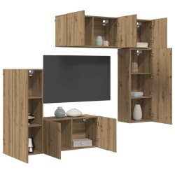 Unité murale de TV 5 pcs Chêne artisanal Bois d'ingénierie 628410628410