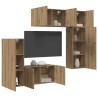 Unité murale de TV 5 pcs Chêne artisanal Bois d'ingénierie 628410628410