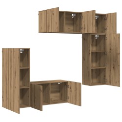 Unité murale de TV 5 pcs Chêne artisanal Bois d'ingénierie 628410628410