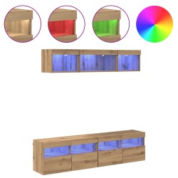 Unités murales TV avec LED 5 pcs Chêne artisanal 628411628411
