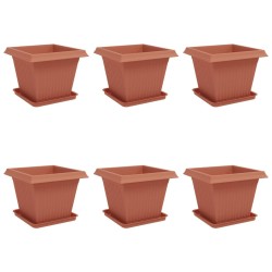 Pots de plantes 6 pcs Rouge brique 43 x 43 x 33,5 cm Plastique 628414628414