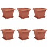 Pots de plantes 6 pcs Rouge brique 43 x 43 x 33,5 cm Plastique 628414628414