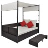Lit de jardin avec auvent Marron 190x130 cm Résine tressée 628423628423
