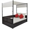 Lit de jardin avec auvent Marron 190x130 cm Résine tressée 628423628423