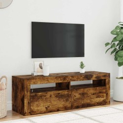 Meuble TV avec lumières LED Chêne fumé 120x35x40 cm 628430628430