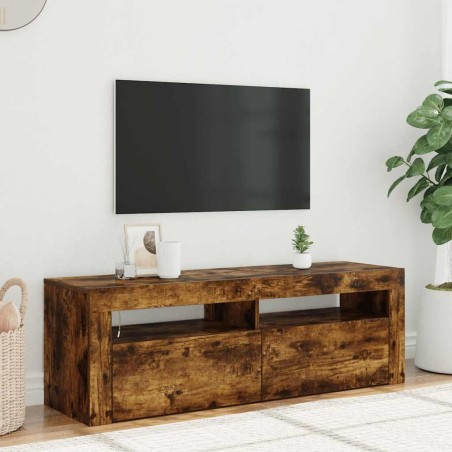 Meuble TV avec lumières LED Chêne fumé 120x35x40 cm 628430628430