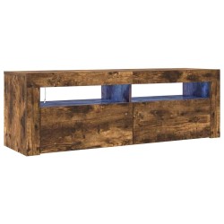 Meuble TV avec lumières LED Chêne fumé 120x35x40 cm 628430628430