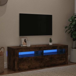 Meuble TV avec lumières LED Chêne fumé 120x35x40 cm 628430628430