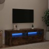 Meuble TV avec lumières LED Chêne fumé 120x35x40 cm 628430628430