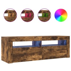 Meuble TV avec lumières LED Chêne fumé 120x35x40 cm 628430628430