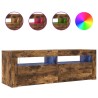 Meuble TV avec lumières LED Chêne fumé 120x35x40 cm 628430628430