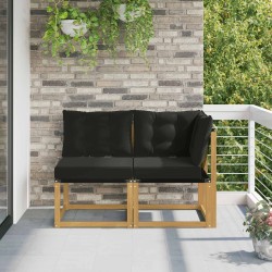 Canapé d’extérieur milieu et coin avec coussin 2 Pièce Blanc 628435628435